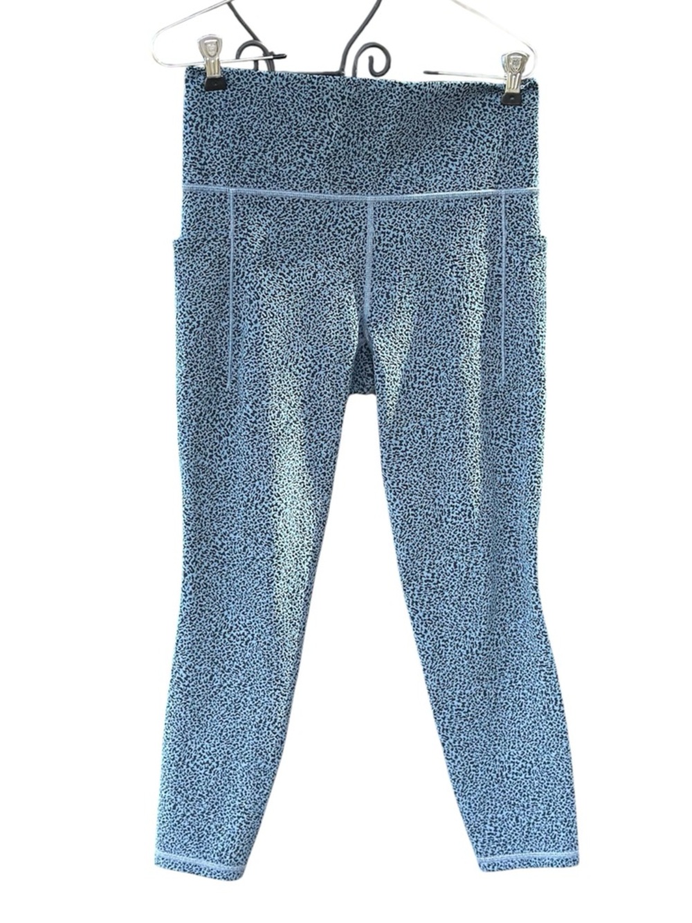Athleta Blue w/ Black Animal Print-Waist Leggings - Medium-  Pockets